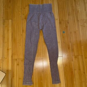 Aura Light Purple Ribbed Leggings